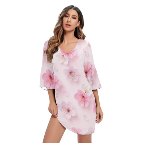 Robe imprimée fleurs de cerisier légère contre la chaleur estivale