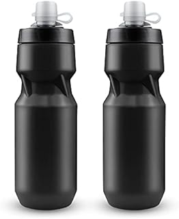 ANNCHILIO 2 Pack 24oz Squeeze Bike Water Bottles Sport Fitness Cycling Water Bottles with Dust Cap, BPA Free (Black)