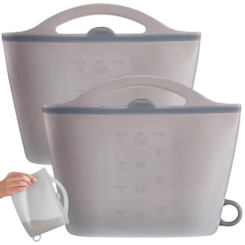 Bolsas de esterilizador para biberones, bolsas de esterilizador de microondas de 2 piezas, de vapor de microondas de silicona flexibles de 1000 ml, chupete de fugas colgante con mango - imagen 5