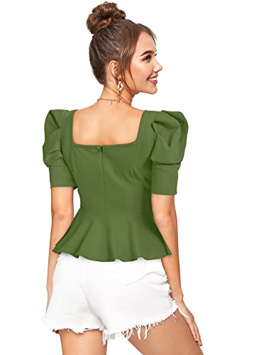 Image of ILLI LONDON Women's Puff Sleeve Peplum TOP