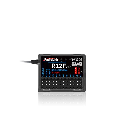 Radiolink Ricevitore RC R12F a 12 canali 2,4 GHz compatibile con trasmettitori T16D/T12D/T8FB/T8S/RC4GS V3/RC6GS V3, ideale per aerei RC, jet, auto, barche e robot