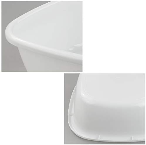 Yarebest 4-pack White Square Plastic Washing up Bowls, Washing up Kitchen Sink Bowl Basin