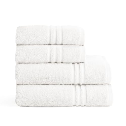 BOHEME | Juego de 4 Toallas de Ducha Premium 700 g/m² | Gris Perla | 2 (50x100 cm) + 2 (70x140 cm) | 100% Algodón Suave y Absorbente| Secado Rápido | Lavables a Máquina | Uso Diario