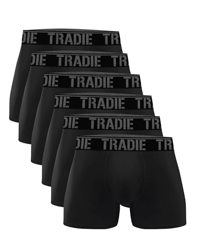 TRADIE Mens Cotton/Elastane Fitted Trunk 6-Pack, Small, Onyx