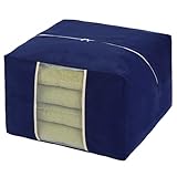 アストロ 座布団収納袋 通気性の良い不織布がホコリなどの汚れをガード 中身の見える透明窓付き 収納ケース 収納ボックス 座布団袋 クッション収納袋 クローゼット 押し入れ収納 来客用 ネイビー 177-13
