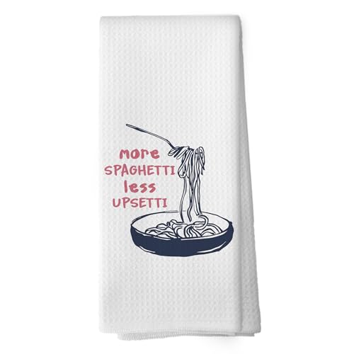 shiviody Funny Pasta Lover Gift for Chef Kitchen Towel, Baking Kitchen Gifts, Navy Pink Humorous Sarcastic Decorative Absorbent Dishcloths Hand Towels for Dining Room Decor 16x24 Inches