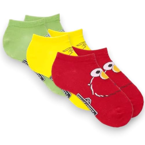 Primark Limited - Pack 3 Calcetines Barrio Sesamo. Sesame Street Socks - Rojo Amarillo y Verde - para Mujer UK 4-8 EUR 37-42