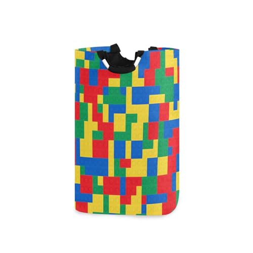 Jihqo Laundry Hamper Basket Building Blocks Collapsible Nursery Storage Bin Waterproof Clothing Baskets for Home Bedroom Bathroom Washing Room