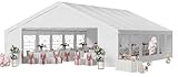 Aoxun 20x40 Party Tent Canopy for Weddings Waterproof Event Tent with Removable Sidewalls &Roll-up Door, Heavy-Duty Steel Frame for Outdoor Weddings, BBQ, Birthday Parties, & Camping,White