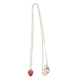 BESTonZON Collar Colgante de Fresa Roja Esmaltada Cadena Ajustable para Dama y Niña Joyería Creativa de Frutas Adecuado para Fiestas Uso Diario y Regalos Obsequios