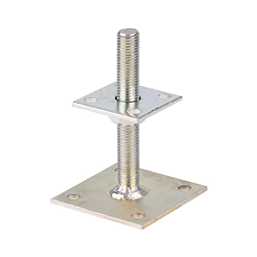 1x siwitec I-Pfostenträger höhenverstellbar, Höhe: 30-150 mm, 70 x 70 mm, Pfostenträger verstellbar galvanisch verzinkt zum Aufschrauben, dickschichtpassiviert, Pfosten Träger, Stützenfuß