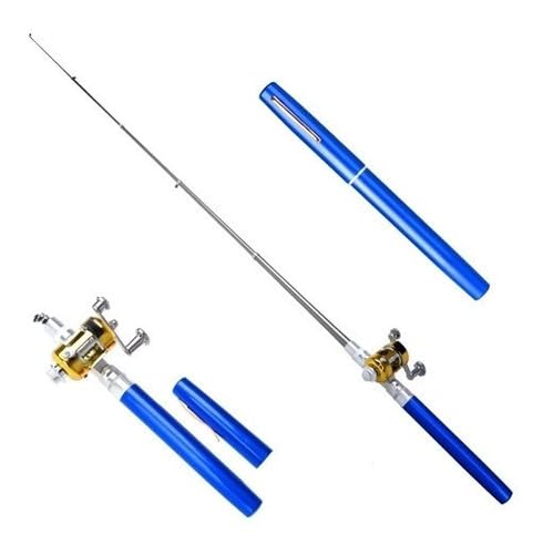 Mini Vara De Pesca Telescópica Tipo Caneta Com Carretilha (Azul)