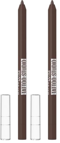 Maybelline New York, Tattoo Liner, Lápiz de Ojos Semi-permanente, Waterproof, No transferible, Tono: 910 Bold Brown, Marrón Oscuro, 1.3 gr (Paquete de 2)