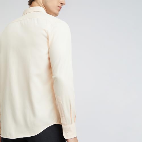 Image of Park Avenue Men Cotton blend Slim Fit Structure Pattern Semi Cutaway Collar Formal Shirt