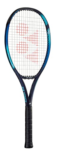 Yonex Ezone 100 Sky Blue Tennis Racquet (7Th Gen) - (4 5/8" Grip) Strung With Blue Synthetic Gut Racket String - 16X19 String Pattern #TOP1