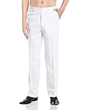 Concitor Men's Dress Pants Trousers Flat Front Slacks Solid White Color 34