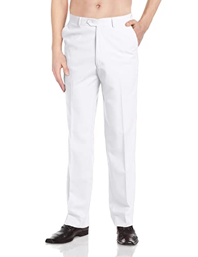 Concitor Men's Dress Pants Trousers Flat Front Slacks Solid White Color 34 #TOP23
