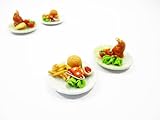 Dollhouse Miniature Food 2 Ceramic Plate Pork Knuckle Hamburger 3.5cm 10715
