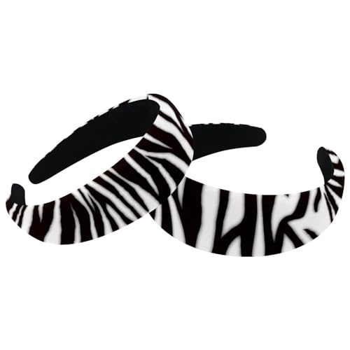 Bandeaux texturés à rayures zébrées noires et blanches pour femme (lot de 2) | Grand turban large