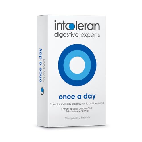Intoleran Once a Day - 30 Capsules | Probiotic Lactose Intolerance Supplement | Actively Produces Lactase Enzyme & Helps Digest Dairy | 1 Capsule per Day | 6 Lactic Acid Ferments | Pure & Dairy Free