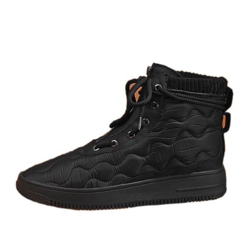 Image of Men's High Top Chunky Work Trainers Non-Slip Casual Shoes with Zipper & Lace-Up for Street Style Black UK Size 7