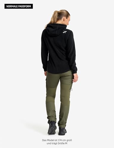 RevolutionRace Hiker Fleece Hoodie für Damen, Leichter und elastischer Fleece-Hoodie, Black, M