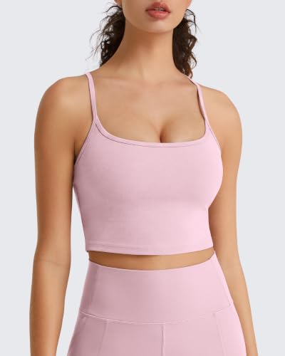Image of G4Free BareFeel Women's Sports Bra Padded Square Neck Adjustable Spaghetti Straps Y Back Gym Casual Yoga