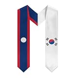 Anceky Combinación de banderas de Laos y Corea del Sur: estolas, chales, fajas y cuellos en V para la celebración de graduación de estudiantes.