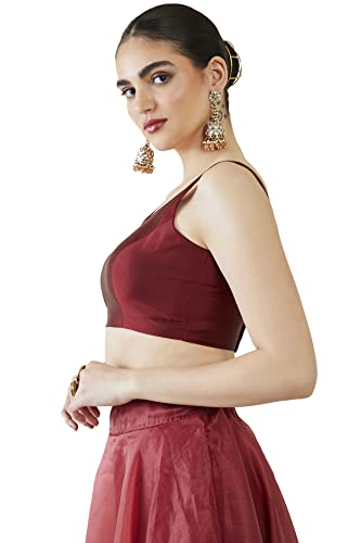 Image of Soch Womens Taffeta Solid Sleeveless Padded Blouse