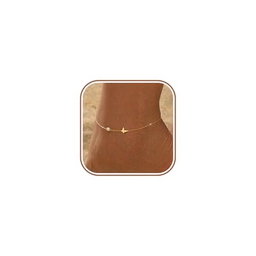 IPEPPY 925 Sterling Silver Pearl Butterfly Ankle Bracelets for Women (Gold) by IPEPPY - Used condition - US$20.87