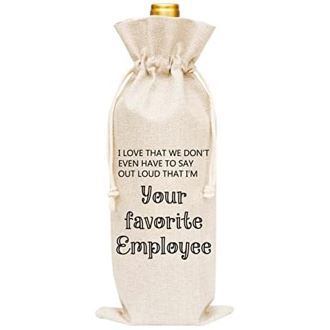 Your Favorite Employee Wine Bag - Burlap Wine Bottle Cover Gift Bag for Boss, Promotion, Present from Employees, Co-worker - 1 Pc Wine Bag(C38) Cover