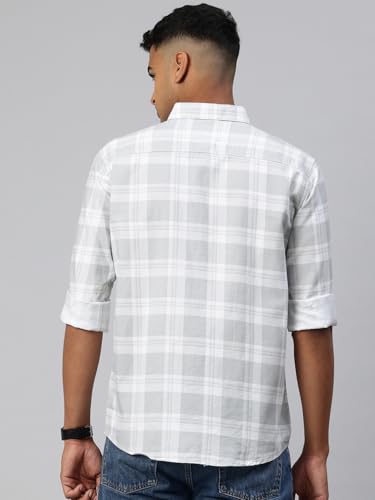 Image of Majestic Man Comfort Slim Fit Pure Cotton Checked Casual Shirt