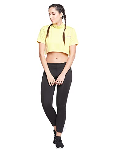 Image of Clovia Women's Comfort-Fit Active Crop Top - Yellow