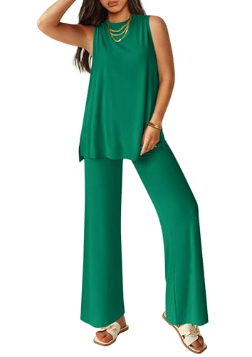 PRETTYGARDEN Women's 2 Piece Lounge Set 2025 Summer Casual Loose Tank Top Wide Leg Pants Matching Travel Outfits Tracksuit
