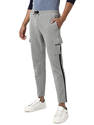 Image of CAHOOT Men's Solid Grey Regular Fit Trackpants for Casual Wear | Angled Open Pockets | Elasticated Waist | Trackpants Crafted with Comfort Fit & High Performance for Everyday Wear