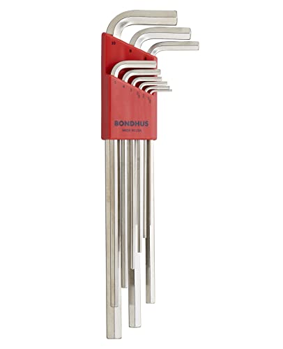 Bondhus 17199 Set of 9 Hex L-wrenches w/BriteGuard,Extra Long,sizes 1.5-10mm