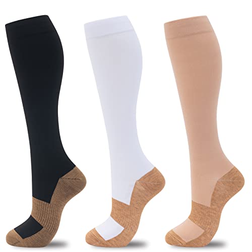Image of fenglaoda Compression Socks for Women Men 3 Pairs Graduated Compression Support Circulation Socks for Nurses