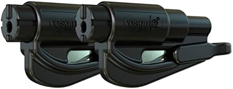 Resqme Pack of 2, The Original Emergency Keychain Car Escape Tool, 2-in-1 Seatbelt Cutter and Window Breaker, Made in USA, Black
