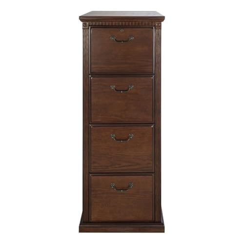 Martin Furniture Huntington Oxford Four Wood Drawer File Cabinet Office Storage File Drawer Brown