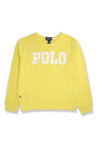 POLO RALPH LAUREN Boys Kids Bold Collegiate Logo Front Crewneck Pullover Sweatshirt,