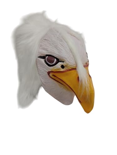 Image of BookMyCostume Jatayu Vulture Gidhh Face Mask for Kids & Adults - Rubber Mask with Faux Fur Hair | Mythological Fancy Dress Accessory | Bird Costume Prop Stage & Fancy Dress Role Play Costumes