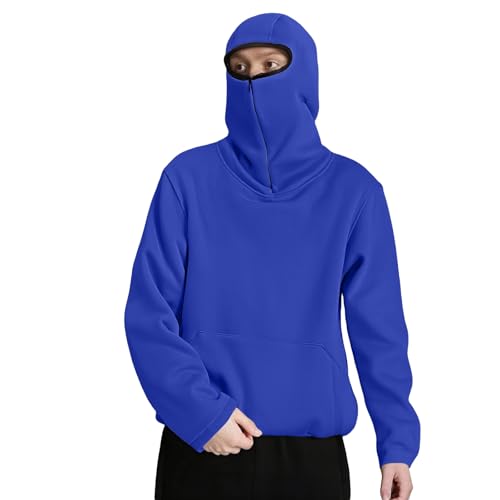 Men's Fleece Hoodie with Mask Built in Gaiter Tactical Fishing