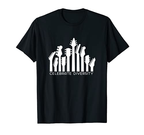 Guitar Players Electric Guitar Necks Celebrate Diversity T-Shirt, Black