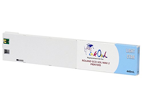 InkOwl Compatible Ink Cartridge Replacement for Roland ECO-SOL MAX 2 Printers ESL4-4LC (440mL, Light Cyan) for VS-300i, VS-540i, VS-640i, XR-640