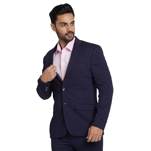 Image of Park Avenue Men's Super Slim Fit Pure Terylene Structure Pattern Notch Lapel Full Sleeve Formal Jacket