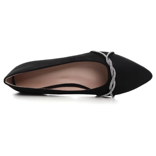 Image of TN TANGNEST Womens Casual Flats Chain Ballet Flats | Fashion Pointed Toe Rhinestone Flats, Comfort Slip On Dress Shoes for Business Work Office Wedding Party