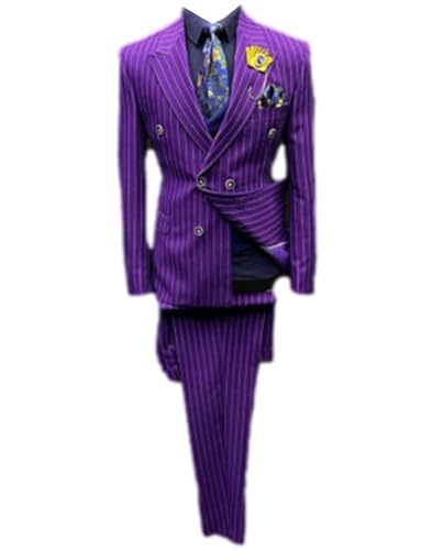 Ensemble à rayures Kromoc costume croisé revers de crête pour homme de goût