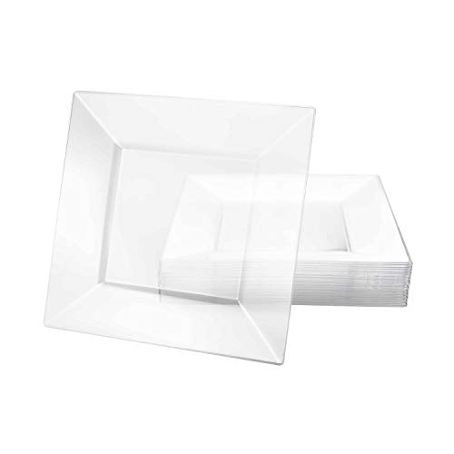 Lillian Tablesettings Square Plastic Plates - 8" | Clear | Pack Of 10 (Model: 30284) #TOP1