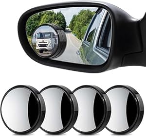 Image of Blind Spot Rear View Mirror, 360 Rotate Round HD Glass Convex, Adjustable Automotive with ABS Protective Shell for Suv Van Universal Cars. (BLACK, PACK OF 4)