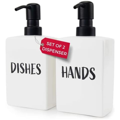 Granrosi Dish Soap Dispenser for Kitchen Sink, Kitchen Soap Dispenser Set of 2, Hand Soap Dispenser Pump, Farmhouse Kitchen Liquid Soap Dispenser, Hand Soap Pump, Foaming Soap Dispenser - White Cover